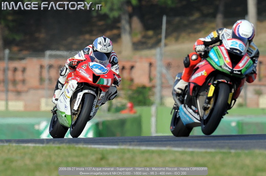2009-09-27 Imola 1137 Acque minerali - Supersport - Warm Up - Massimo Roccoli - Honda CBR600RR